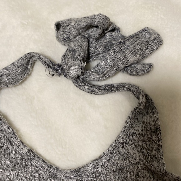 Charcoal Grey Aeropostale Halter Neck Tie Knit Tank Small - Picture 4 of 4